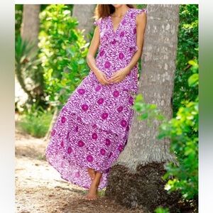 Bindu Floral Maxi Dress in Violet Purple size XS